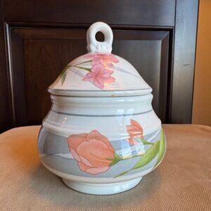 Sangostone #3669 Chanson Sugar Bowl Dish Jar With Lid Made In Korea‎